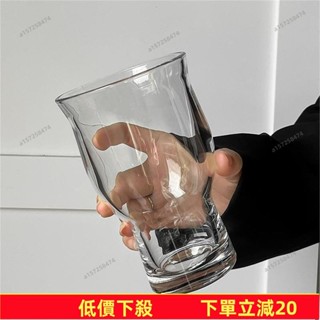 💥蝦皮低價💥 ins風網紅寬口玻璃杯果汁杯冰美式咖啡杯酒杯啤酒杯飲品飲料杯子 IBVF