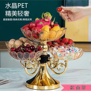 時尚 家居 多功能 歐式 高階 水晶 果盤 家用 客廳 茶几 高檔 輕奢 塑膠 水果盤 零食 乾果 糖果盤*紅金坊