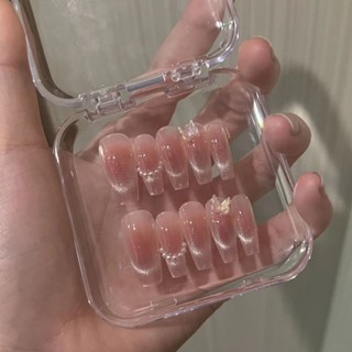 [新款上市]10片手工甲貓眼粉色蝴蝶穿戴甲甲片成品 可拆卸美甲貼片ins風 甲片 美甲貼 指甲貼片 穿戴甲 假指甲 美甲