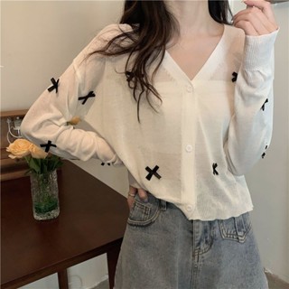 ✅最新款式💖上新✅2025新款夏外搭寬松V領防曬針織開衫女空調衫長袖薄款外套兩件套