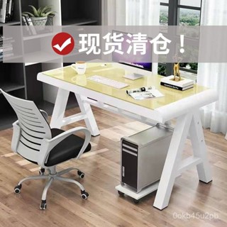 【2714人好評】鋼化玻璃電腦臺式桌家用辦公桌臥室書桌寫字臺簡約易學生學習桌子-歐雅精品優選