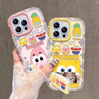 【桃園出貨】海綿寶寶鏡麵支架手機保護殼 蘋果16手機殻 iPhone15 派大星14/13 女12/11promax