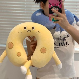 U型枕頭👍 ins可愛乳酪u型枕記憶棉情侶學生便攜旅行護頸枕皮殼午睡辦公室