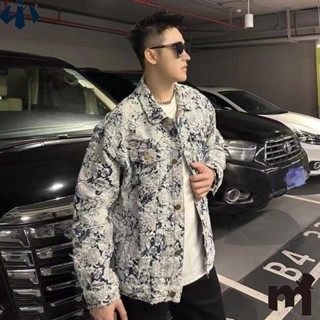 牛仔外套 青花流蘇 韓版時尚 翻領 夾克 男士 外套👔自由穿行👔