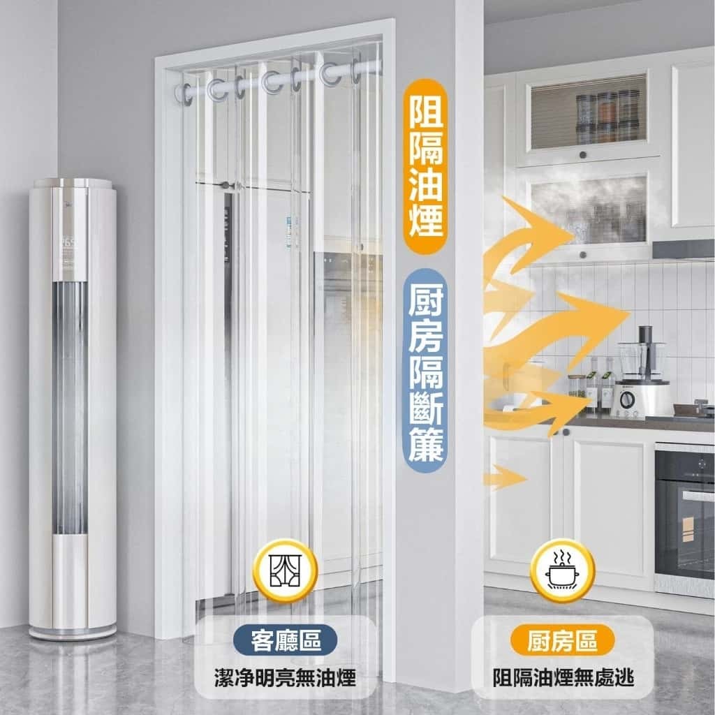 支援客製化 免打孔門簾-隔絕油煙- EVA門簾磨砂 四季通用 透明專業擋冷氣 一片式 防水免打孔穿桿式門簾簾子防冷跑門簾