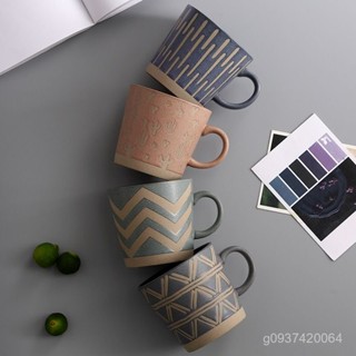 🔥店鋪熱銷🔥 【店鋪熱銷】複古咖啡杯杯子情侶款一對辦公室茶杯粗陶馬克杯咖啡杯高階輕奢
