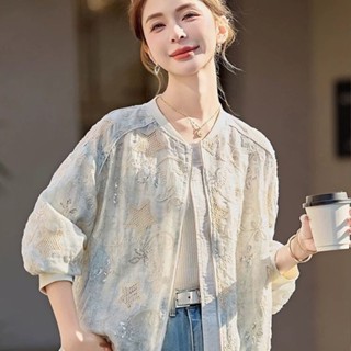 臺灣熱賣【店鋪熱銷】刺繡棒球小個子外套女夏季薄款2025年新款獨特短款時尚減齡防曬衣