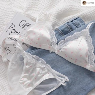 臺灣出貨💕清清💕【店鋪熱銷】日系簡約內衣女甜美可愛蝴蝶結蕾絲bra無鋼圈無痕聚攏少女文胸罩
