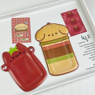🪐奶泡星球 原創ins 漢堡狗番茄貓 小卡展示套 異形三寸卡套 飯卡 小卡收納 可愛證件套 小卡保護套