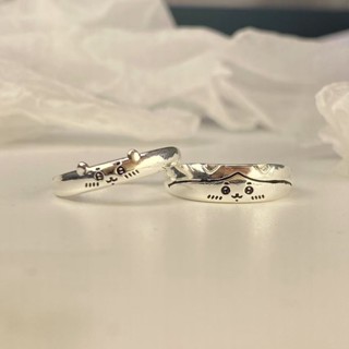 💖臺灣熱銷 塗鴉小八與吉伊開口可調節戒指一對可愛手工s925銀對戒情侶對戒
