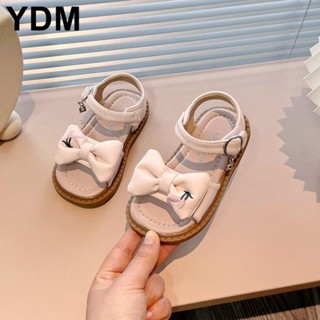 YDM 韓版蝴蝶結女寶寶真皮涼鞋純色刺繡可愛防滑童鞋2-12歲
