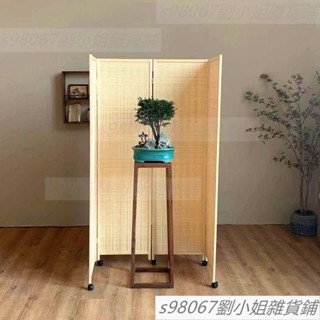 免安裝屏風實木立式折屏竹編移動屏風帶滑輪屏風戶外折疊隔斷折疊屏風日式推拉格柵折屏屏風隔間隔板