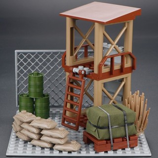 建築 基地 相容樂高 積木 軍事場景哨塔拼裝建築模型集裝箱兒童益智力玩具禮物