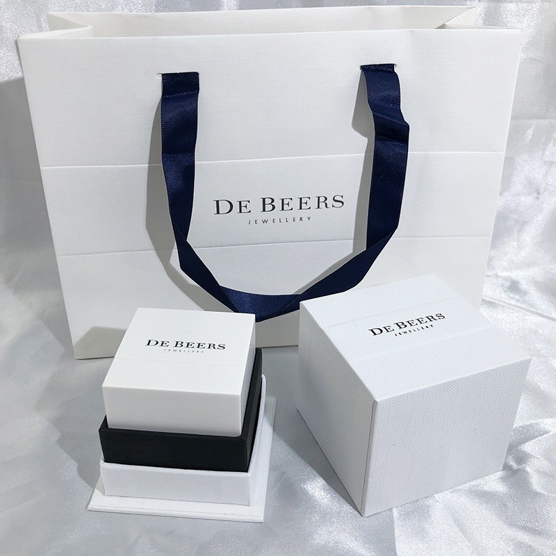 🌸悠米【客製化】【首飾紙袋】 適合戴比爾斯新款 珠寶首飾包裝盒 DE BEERS鑽戒盒 戒指盒 吊墜 項鍊盒