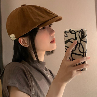 美式復古畫家帽 簡約百搭貝雷帽 日系八角帽 顯臉小前進帽 大頭圍畫家帽 美拉德色系穿搭必備帽 達人穿搭必備單品