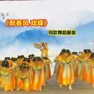 ✨臺灣出貨 兒童演出服 男女童表演服飾 舞蹈表演服 《醉春風.戲蝶》同款舞蹈服裝蝴蝶道具女兒童漢服古典舞演出