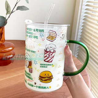 刻度玻璃杯帶把手環保杯泡茶牛奶杯大容量咖啡隨行杯刻度玻璃杯帶把手環保杯泡茶牛奶杯大容量咖啡隨行杯[寬手柄穩握]大容量玻璃
