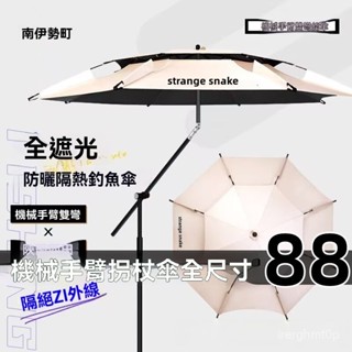 戶外手搖傘 鐵傘 遮陽傘 庭院傘 咖啡桌椅 啤酒桌傘 庭院傘 【5420人收藏】擺攤專用傘柺杖機械臂雙彎大釣傘釣魚傘遮