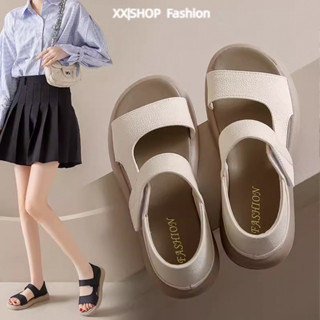 【XX|茜茜 SHOP】免運 增高涼拖鞋 外穿拖鞋 平底涼鞋女夏季兩穿孕𡠹外穿軟底運動休閒包跟沙灘魔術貼羅馬涼鞋