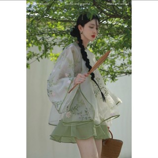 Luxi❤2025年春夏季新款國風禪意複古文藝印花上衣短裙日常通懃款套裝