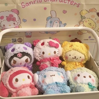 毛絨玩具 公仔✨新款庫洛米玩偶三麗鷗玩偶毛絨公仔鑰匙扣一整套娃娃ins風高顏值