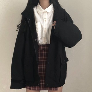 Good✨2022新款秋冬季寬鬆韓版百搭休閒風上衣女ins潮複古港味工裝外套