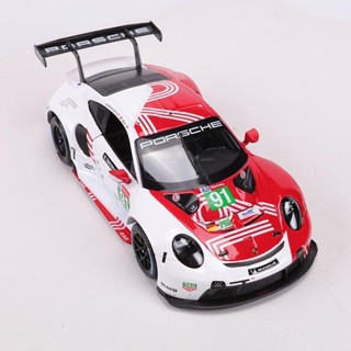 有貨 車模 合金車模 擺件 比美高1:24保時捷Porsche 911 RSR賽車模擬合金汽車模型收藏擺件