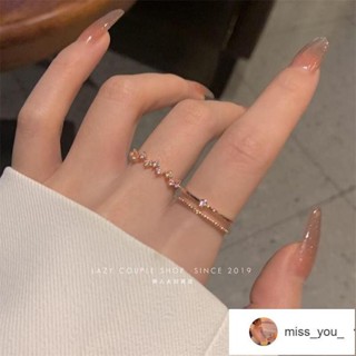【臺灣熱銷】戒指 指環 一對裝韓版鍍玫瑰金戒指女 ins高階感精緻鑲鋯石簡約指環小眾