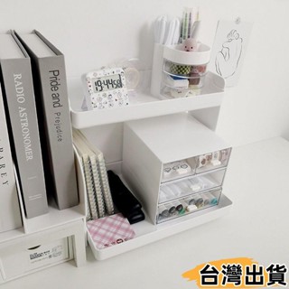 臺灣熱賣⚡ins 桌面 收納架 學生 辦公桌 宿舍 整理 梳妝臺 化妝品 收納盒 雙層 置物架 居家實用小物12