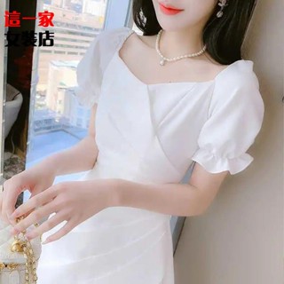 白色晚禮服裙平時可穿輕奢小眾高階連身裙 洋裝 短款領證登記小個子洋裝SS
