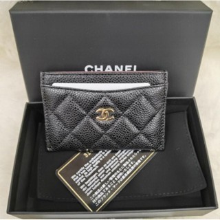 二手精品 Chanel 香奈兒 荔枝牛皮 黑色 金釦 卡片夾 信用卡夾 卡包 AP0213