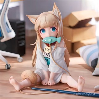 🚗Hanmori臺灣倉出貨🚗 【店鋪熱銷】二次元坐姿美少女黃豆粉模型動漫貓娘手辦電腦桌麵手機支架機箱
