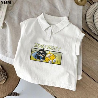 YDM 兒童夏季純棉POLO衫上衣男女童新款卡通印花無袖立領T恤