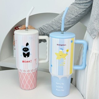 手提冰霸杯 保溫杯 保溫瓶 咖啡杯 冰壩杯 不鏽鋼保溫杯 隨手杯 環保杯 隨行杯 隨行吸管保冷冰霸杯可愛大容量水杯女