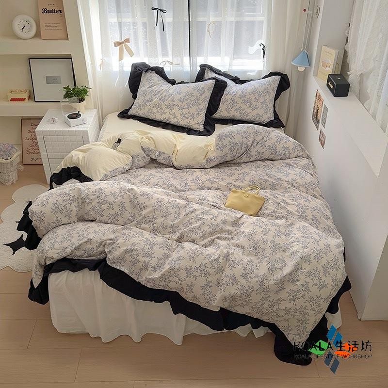 「KOALA」拼色 碎花 床裙 套組 荷葉邊 小碎花 可愛 床包 四件套 雙人床包 加大雙人 雙人床 單人床 被套 床單