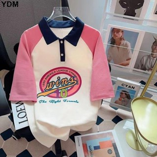 YDM 女童短袖夏裝2025新款polo衫短袖T恤兒童時髦洋氣夏款寬鬆女大童上衣