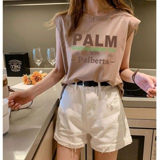 背心女 無袖上衣 無袖 t恤女 夏季新款字母無袖T恤女寬鬆胖mm大碼背心打底時尚運動內搭上衣潮