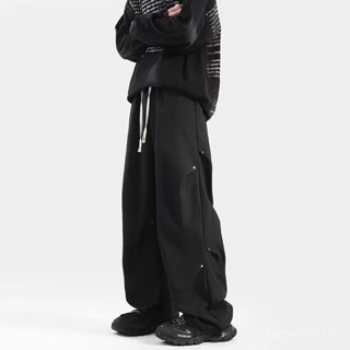 JTL品質優選-特大碼250斤美式衝鋒褲男夏季薄款小眾設計感運動褲寬鬆休閒長褲