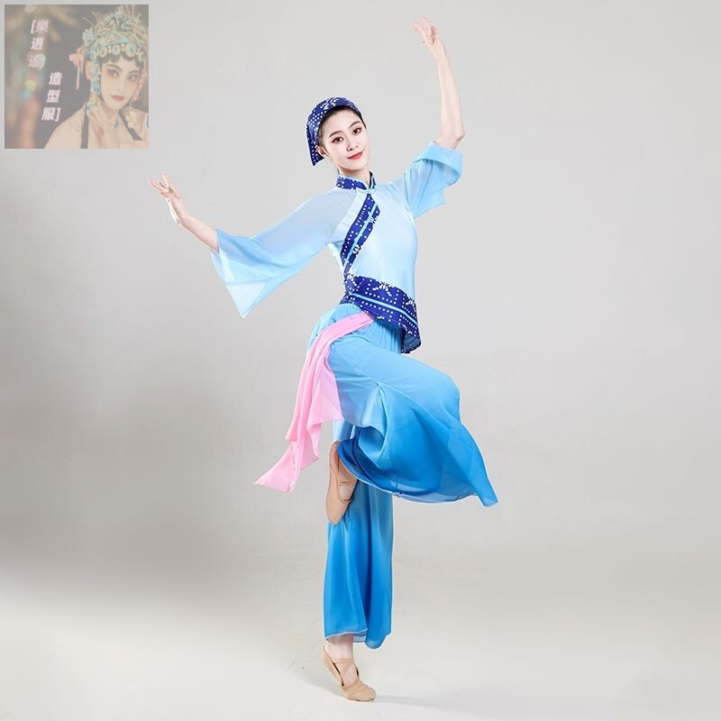 可開發票 採茶舞服 伴舞表演服 新款採茶舞服裝 廣場舞套裝 民族舞蹈服