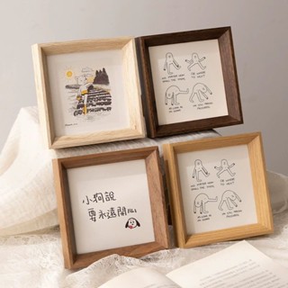 桌面擺件✨ 相框 木質畫框桌面擺件裝裱字畫創意diy10書法正方形六寸八寸相框擺臺