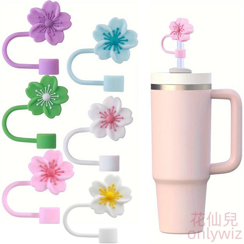 【花仙兒】櫻花吸管套 10mm矽膠吸管套 適用於40&30 Oz Stanley杯吸管防塵套 環保吸管塞 可重複使用吸管