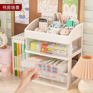 ❤盧竹出貨❤桌麵收納盒透明ins風抽屜式髮飾化妝品整理宿捨辦公桌文具儲物櫃桌上收納