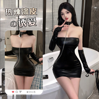 情趣內衣 御姐性感抹胸緊身漆皮制服誘惑連身衣套裝 夜店女郎舞臺表演服 情趣衣服 情趣睡衣 免脫情趣作戰服