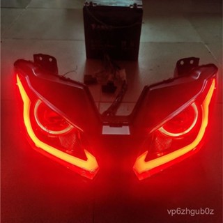 小忍者摩託車 機車大燈總成改裝噁魔眼車燈LED前後轉嚮燈尾燈跑車配件改裝內建前大燈 LED大燈 車燈 大燈 機車大燈