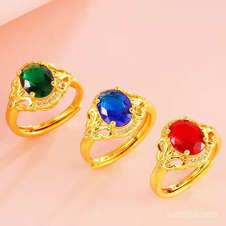 💎金福源珠寶💎越南正品沙金戒指女久不掉色活口小眾設計細寶石指環首飾鍍金飾品水晶戒指 寶石戒指 鈦鋼戒指 鑽石戒指