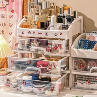 Ulove🌸化妝品收納盒 桌麵置物盒 透明收納盒 透明抽屜式化妝品收納盒桌麵學校學生宿捨化妝置物架