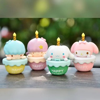 【臺灣發貨 特價處理】三麗鷗生日蛋糕可愛小擺件辦公室卡通兒童玩具庫洛米蠟燭玩偶
