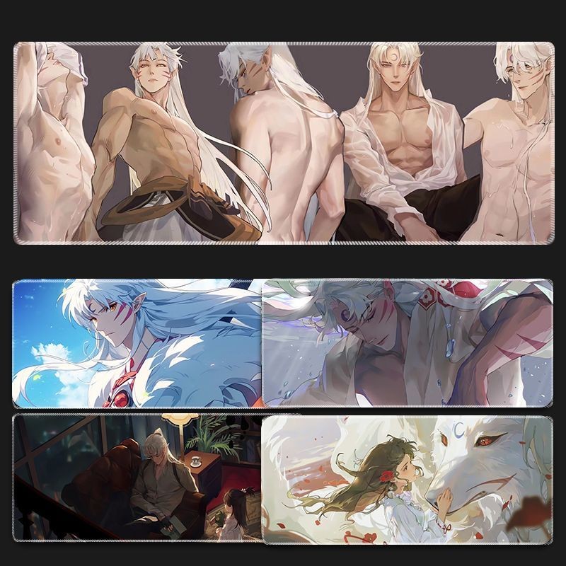 🌈桃園 犬夜叉 滑鼠墊 犬夜叉 週邊 殺生丸 鍵盤墊 犬夜叉 鼠標墊 桌墊 超大號犬夜叉動漫二次元學生辦公遊戲電腦鍵盤墊