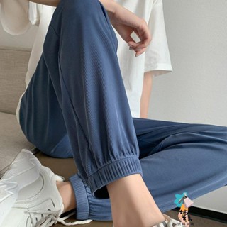 冰絲運動褲女 褲 特大碼夏季薄款休閑情侶哈倫褲 束腳ins燈籠褲 150公斤 九分褲 休閒褲 運動褲 長褲 哈倫褲 褲