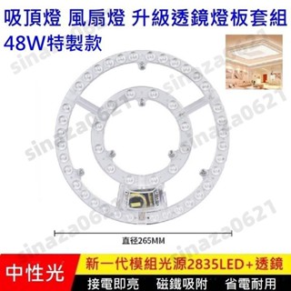LED 吸頂燈 風扇燈 圓型燈管改造燈板套件 2835 led 燈盤 不刺眼 無暗區 訂製款 中性光 三色變光 48W自